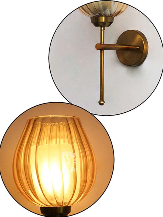 elegant brass wall sconce amber glass lamp fixture - 22518955 -  Standard Image - 4
