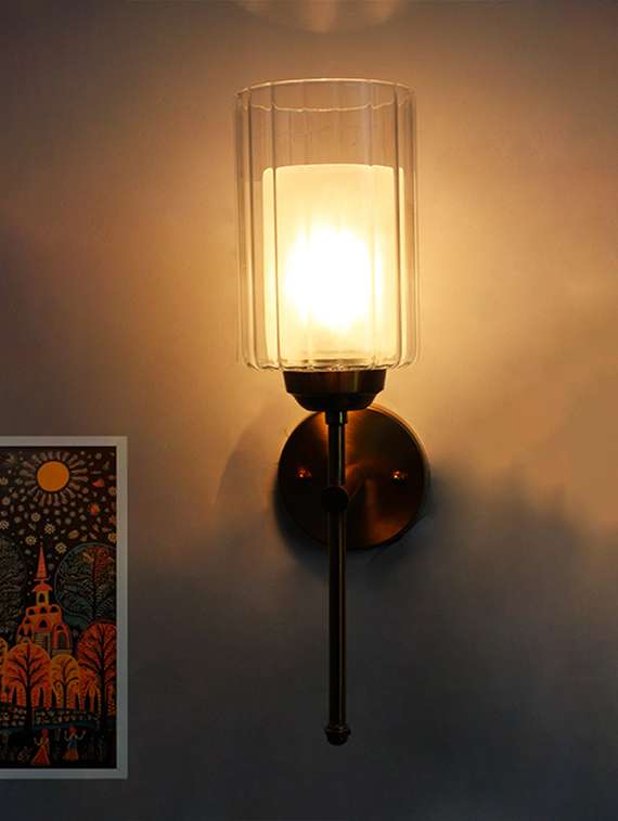 Modern Brass Wall Sconce Glass Shade Light Fixture - 22518979 -  Standard Image - 1