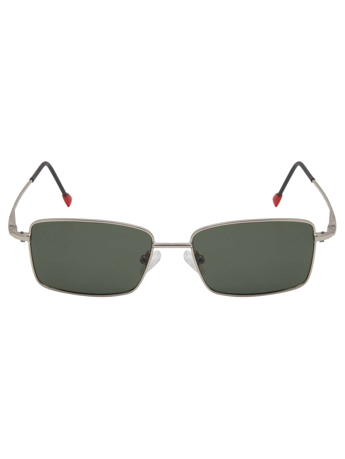 ted smith unisex silver-green aesthetic minimalist rectangle sunglasses with polarised lens - 22519081 -  Standard Image - 1