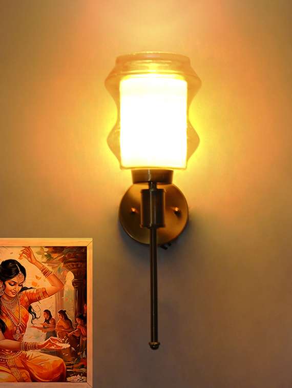Damru Glass Designer Wall Lamp Amber Glass - 22519100 -  Standard Image - 1