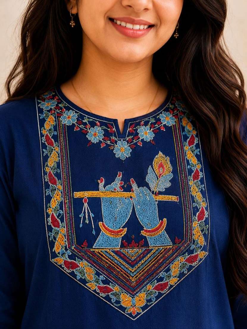 women embroidered three quarter sleeve kurta pant set - 22519103 -  Standard Image - 1