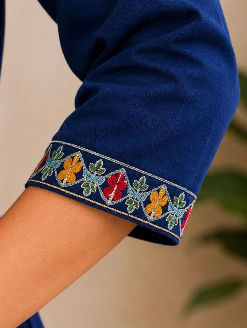 women embroidered three quarter sleeve kurta pant set - 22519103 -  Standard Image - 4