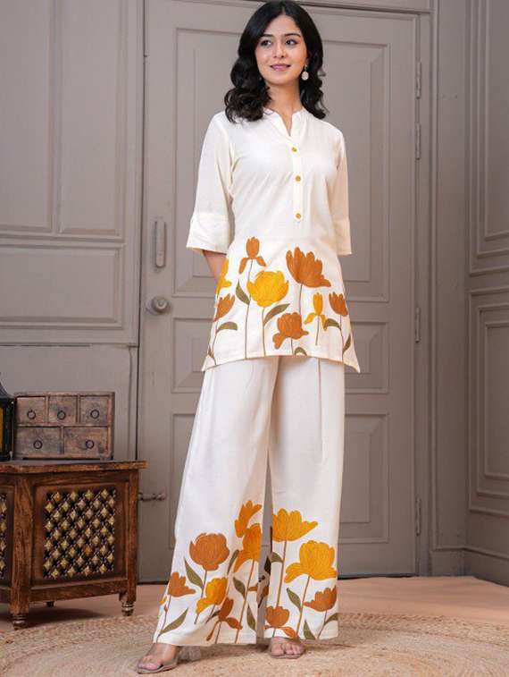 women floral three quarter sleeve ethnic co-ord set - 22519107 -  Standard Image - 1