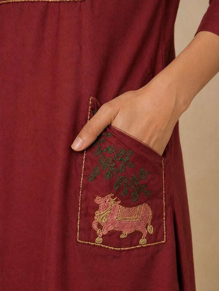 women embroidered three quarter sleeve kurta pant set - 22519124 -  Standard Image - 1