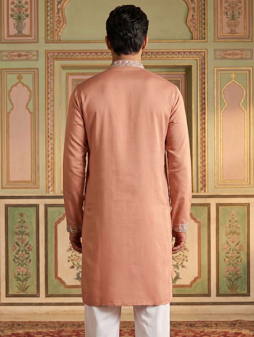 men embroidered mandarin neck long kurta - 22519318 -  Standard Image - 4
