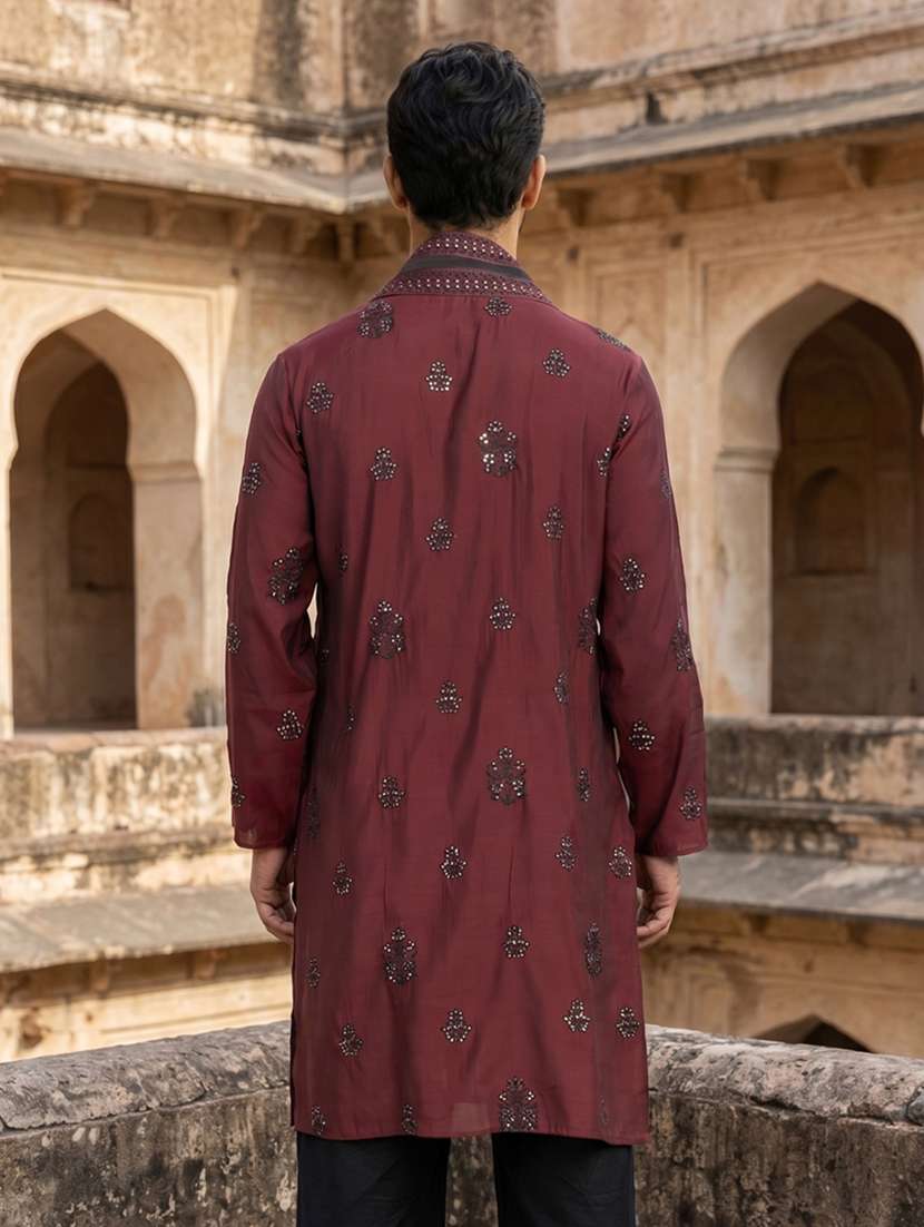 men embroidered mandarin neck long kurta - 22519328 -  Standard Image - 4