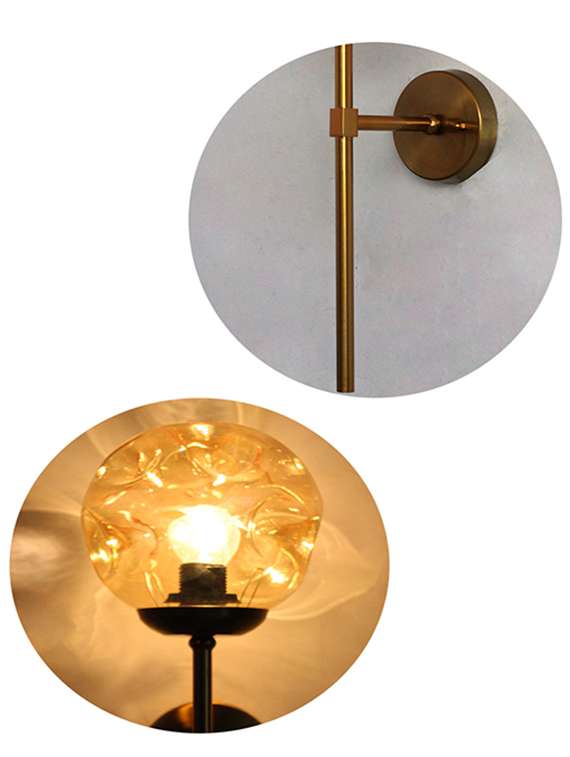 Brass Funner Wall Sconce With Amber Glass Globe Modern Light - 22520649 -  Standard Image - 4