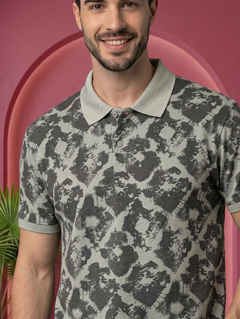men printed short sleeve regular fit polo t-shirt - 22520666 -  Standard Image - 1