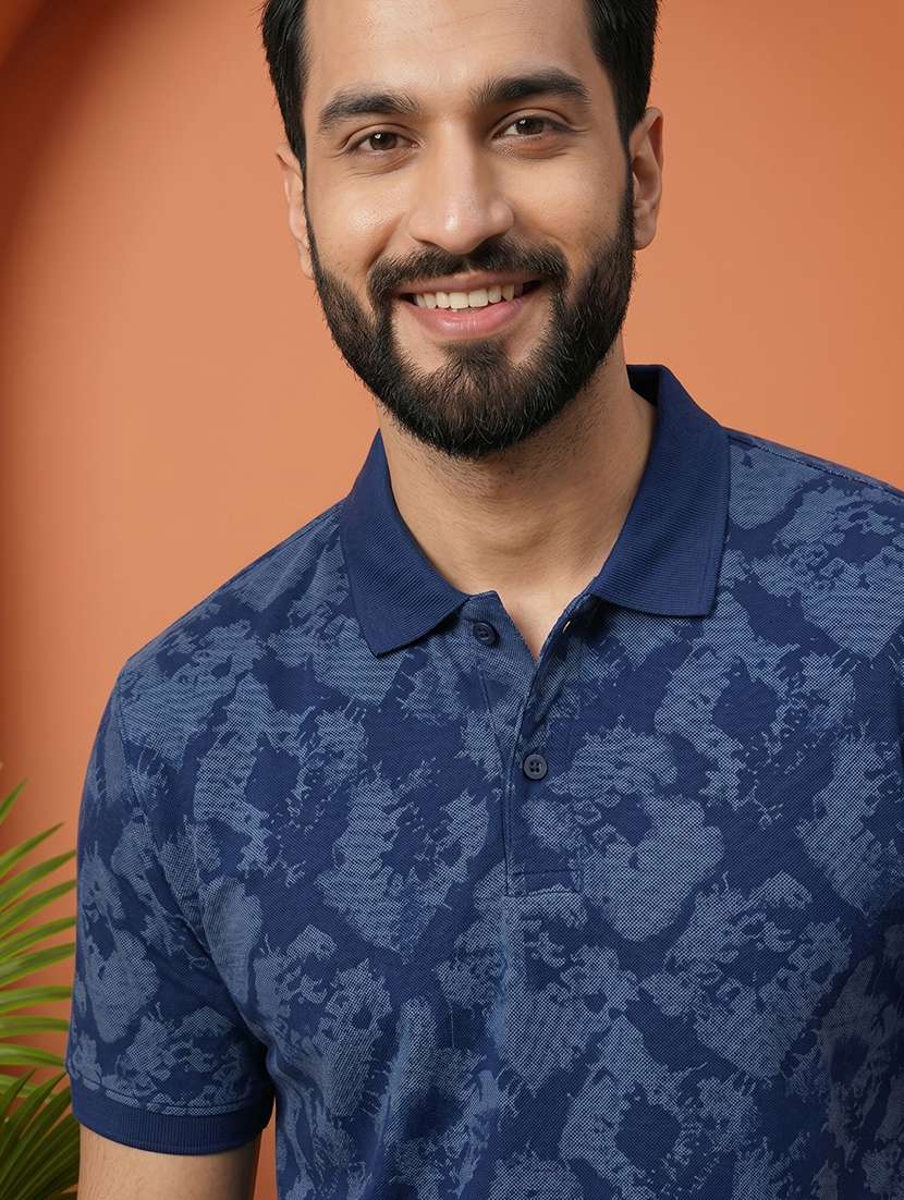 men printed short sleeve regular fit polo t-shirt - 22520667 -  Standard Image - 1