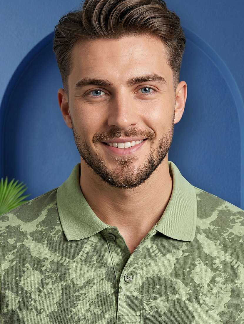 men printed short sleeve regular fit polo t-shirt - 22520668 -  Standard Image - 1
