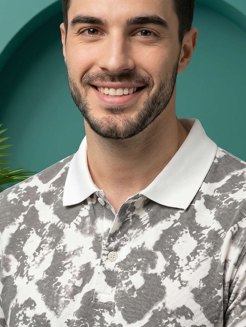 men printed short sleeve regular fit polo t-shirt - 22520669 -  Standard Image - 1