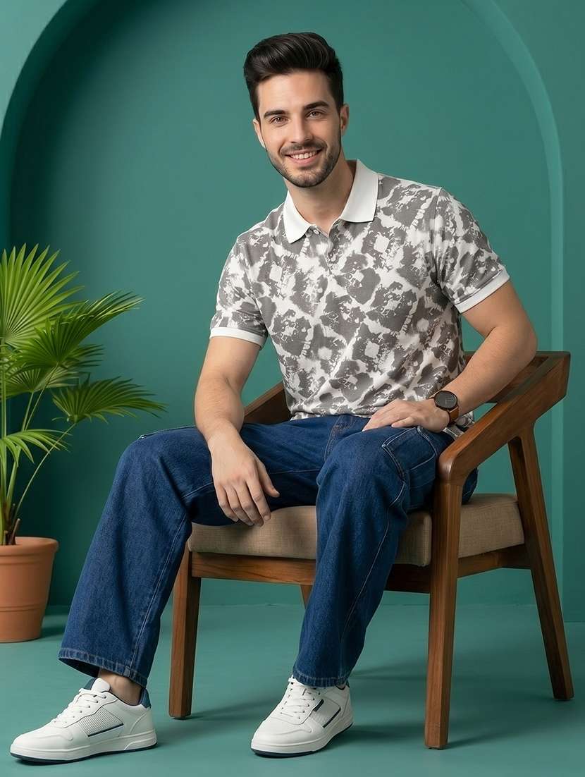 men printed short sleeve regular fit polo t-shirt - 22520669 -  Standard Image - 4
