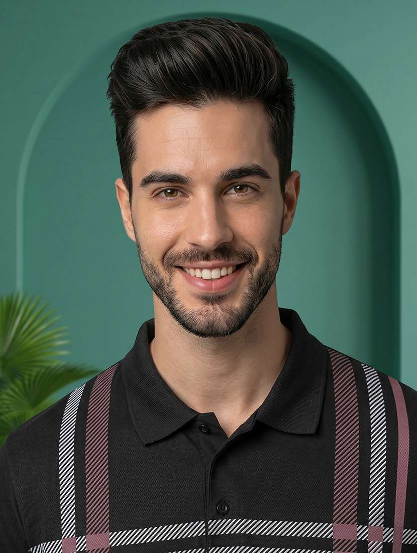 black polyester placement print tshirt - 22520673 -  Standard Image - 1