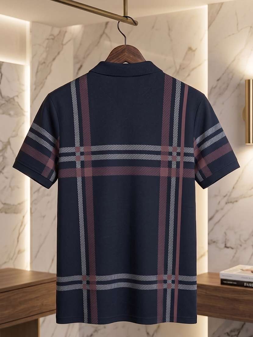 navy blue polyester placement print tshirt - 22520675 -  Standard Image - 4