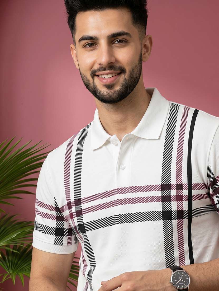 men checkered short sleeve regular fit polo t-shirt - 22520688 -  Standard Image - 1