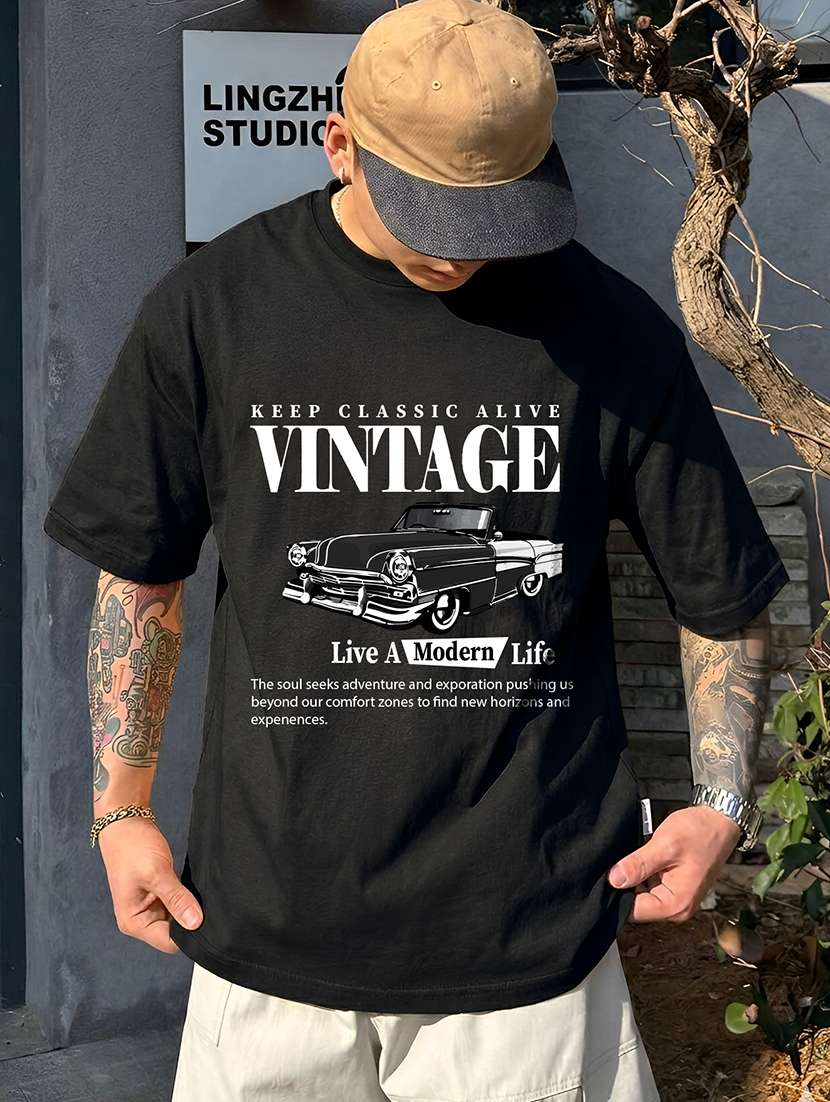 men printed short sleeve oversized t-shirt - 22520738 -  Standard Image - 1