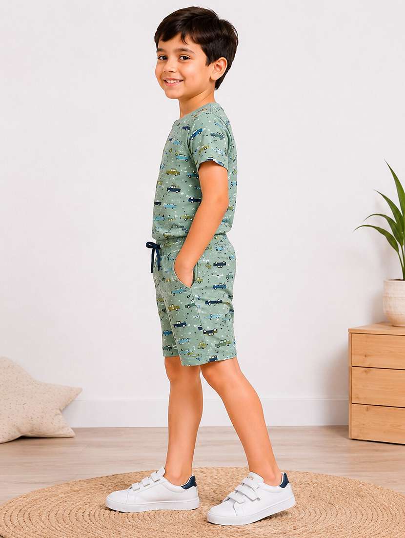 boys printed short sleeve t-shirt & shorts co-ords set - 22520804 -  Standard Image - 1