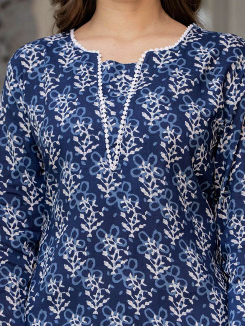 women printed notch neck straight kurti - 22520856 -  Standard Image - 1