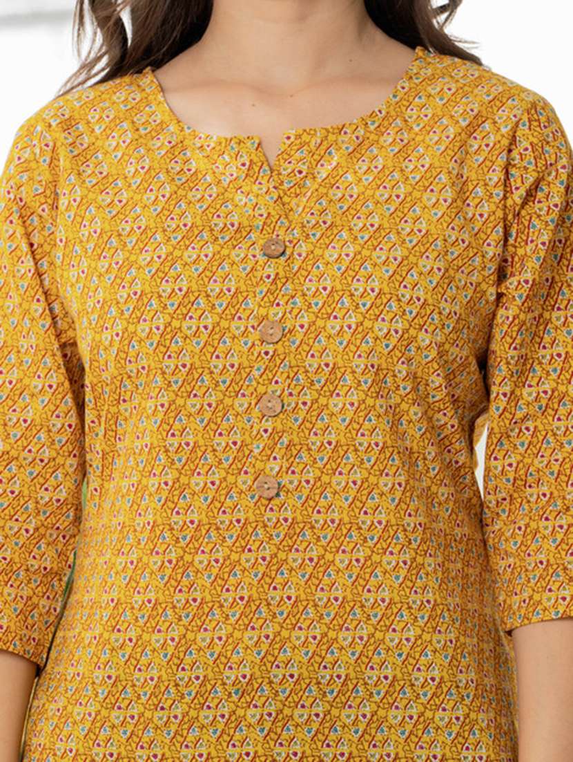 women printed notch neck straight kurti - 22520858 -  Standard Image - 1