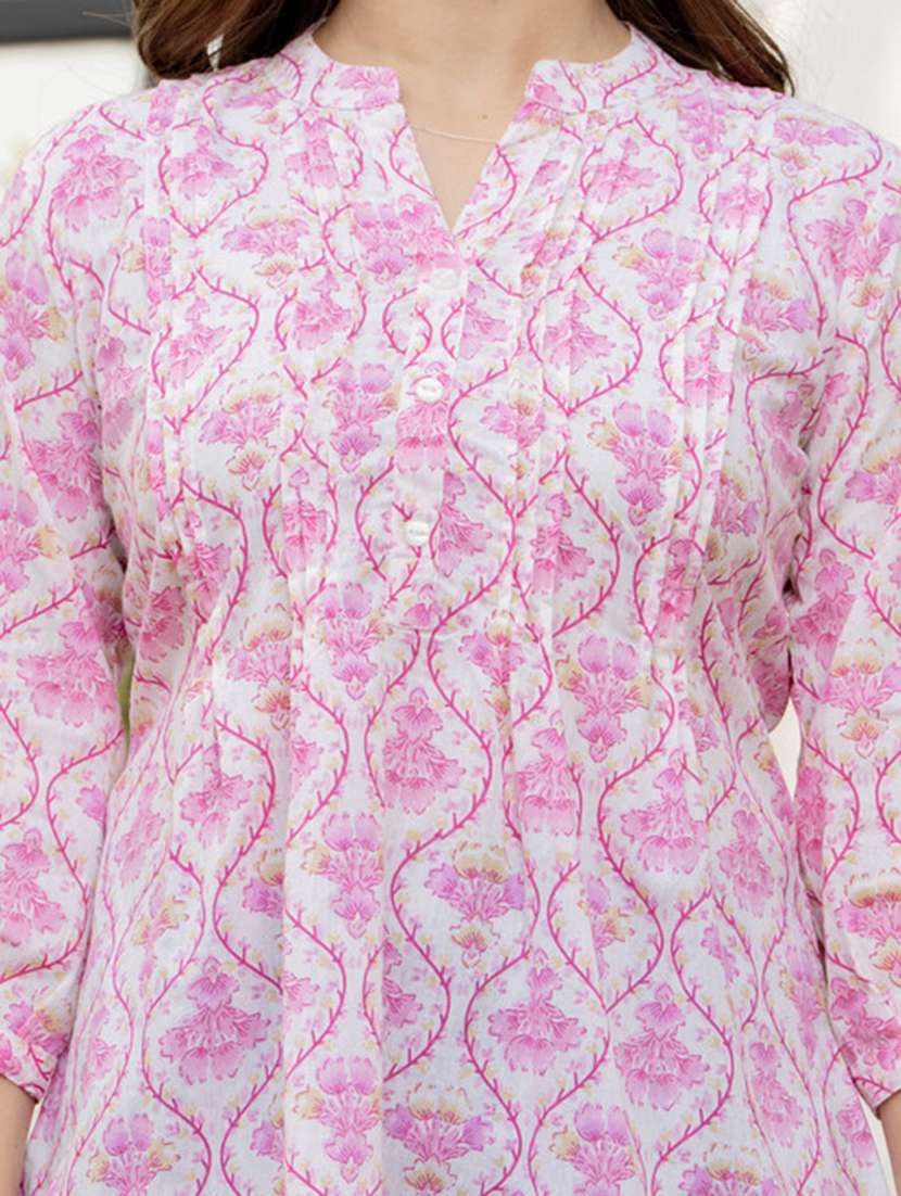 women printed mandarin neck a-line tunic - 22520859 -  Standard Image - 1