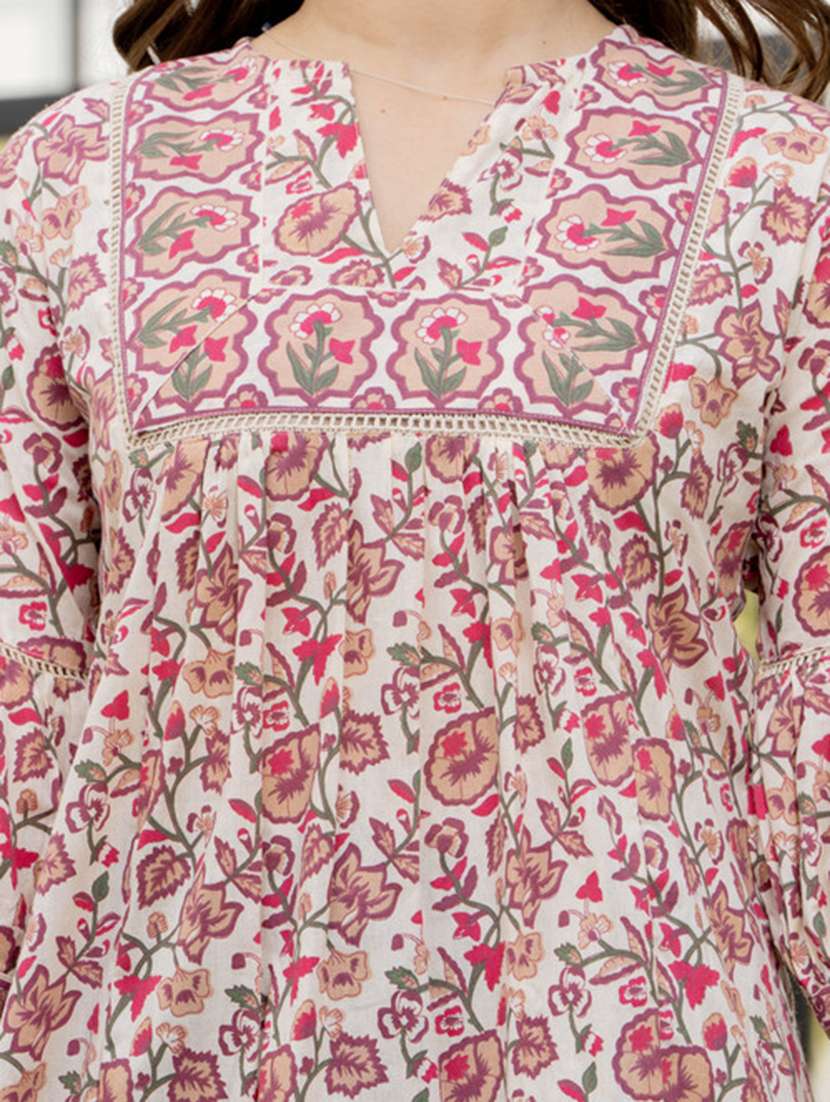 women printed notch neck a-line tunic - 22520860 -  Standard Image - 1