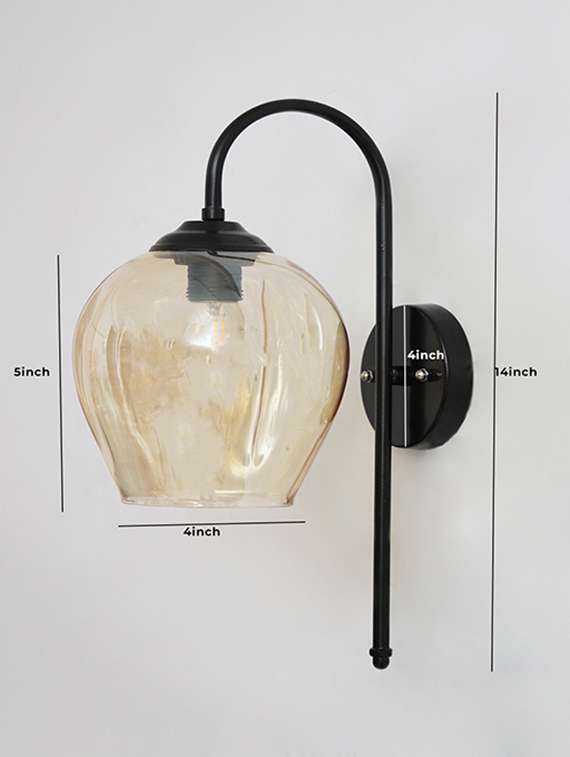 Hanging Downward Amber Glass Black Wall Light - 22520865 -  Standard Image - 4