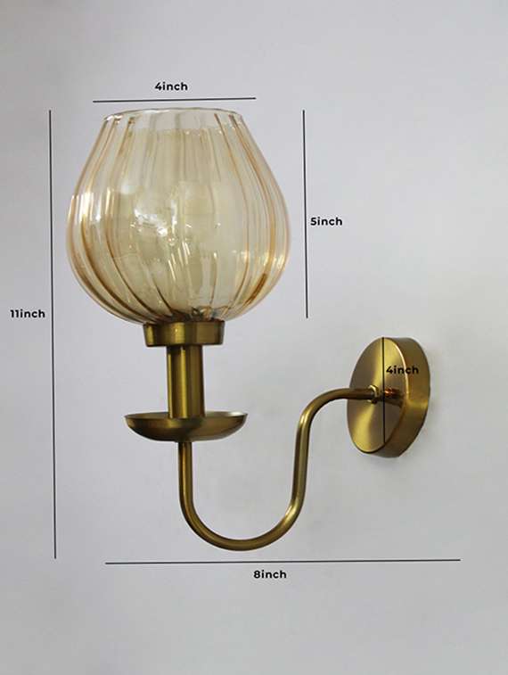 Amber Ribbed Tulip Glass Wall Light - 22520884 -  Standard Image - 4
