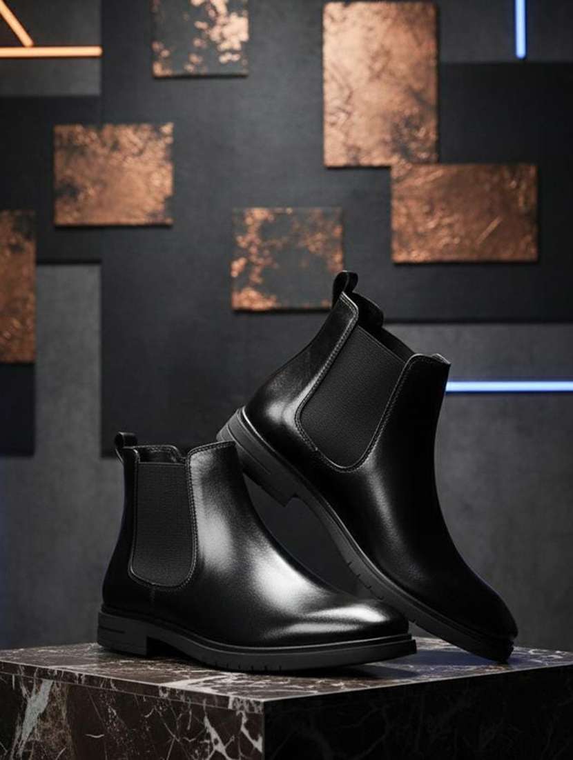 men black slip on boot - 22520911 -  Standard Image - 4
