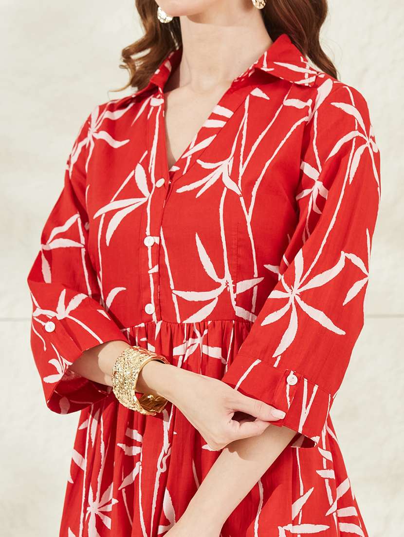 Women Printed Collared Tiered Dress - 22520939 -  Standard Image - 1