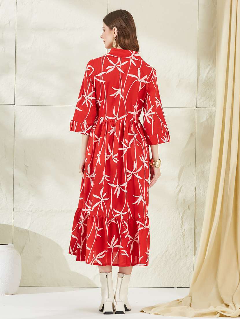 Women Printed Collared Tiered Dress - 22520939 -  Standard Image - 4