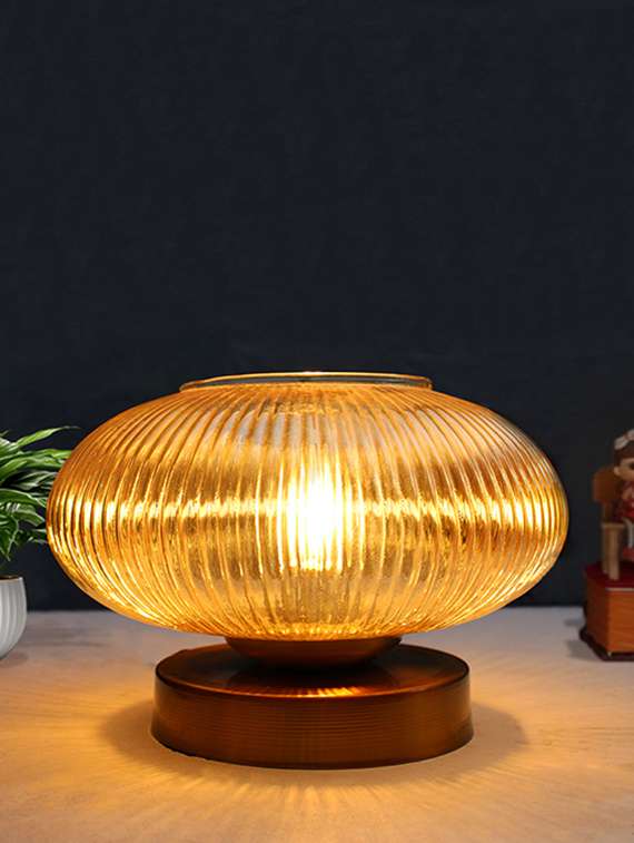 modern ribbed amber kachori glass table lamp - 22520943 -  Standard Image - 1