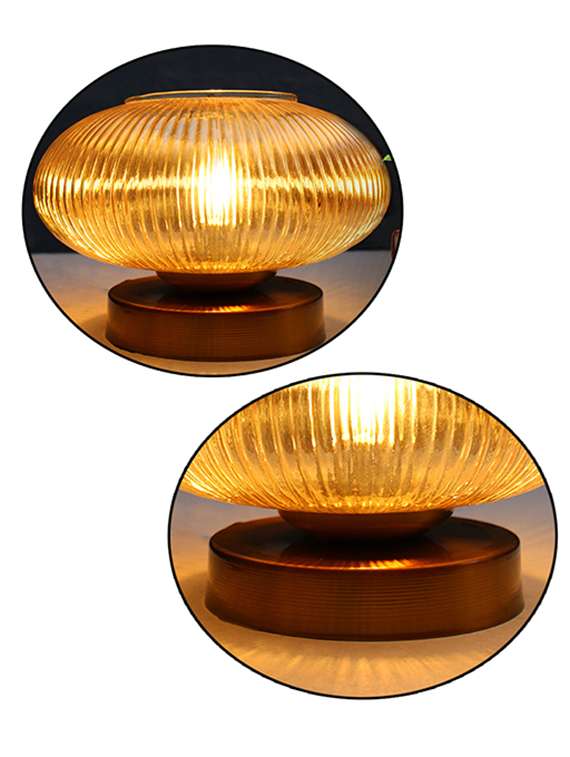 modern ribbed amber kachori glass table lamp - 22520943 -  Standard Image - 4