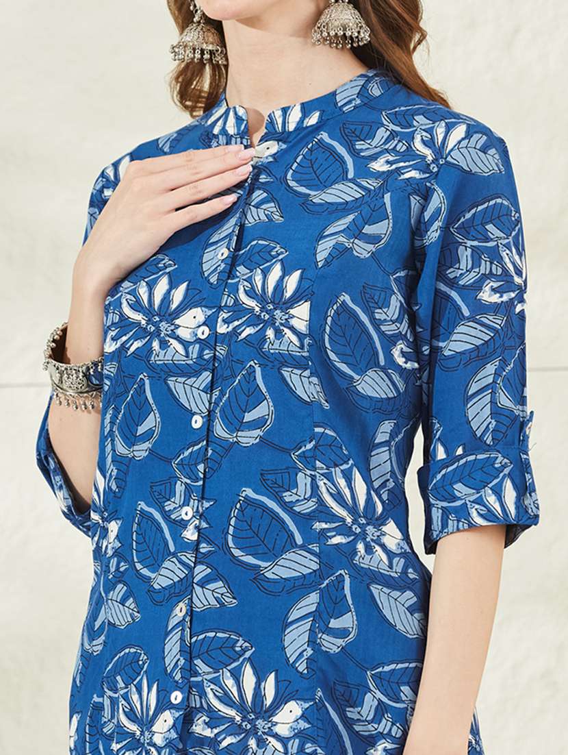 women printed mandarin neck shirt style tunic - 22520996 -  Standard Image - 1