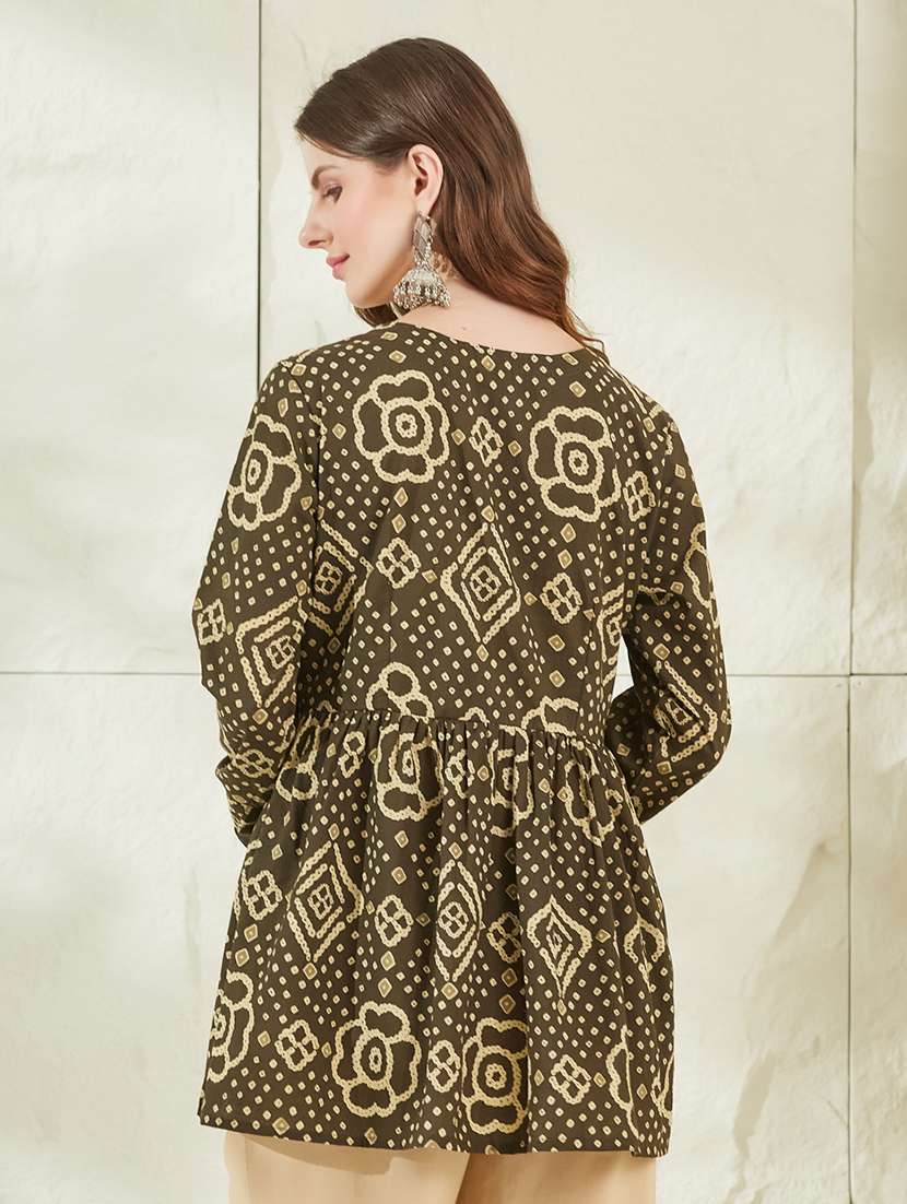 women printed v neck flared tunic - 22520997 -  Standard Image - 4