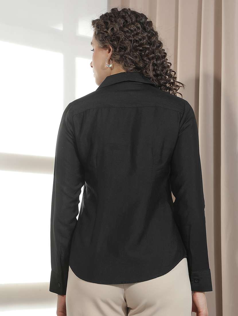 Women Solid Collared Regular Shirt - 22521042 -  Standard Image - 4