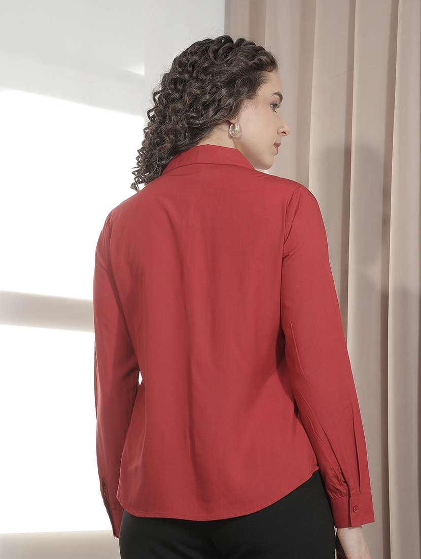 Women Solid Collared Regular Shirt - 22521068 -  Standard Image - 4