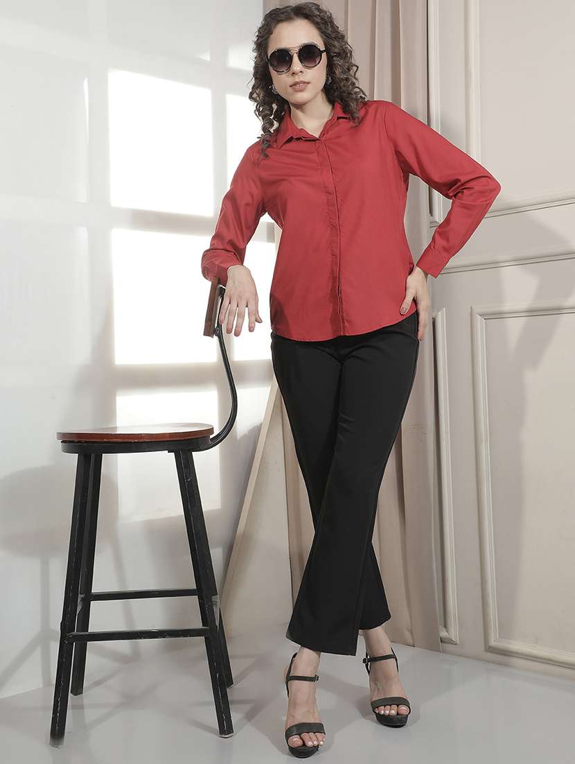 Women Solid Collared Regular Shirt - 22521068 -  Standard Image - 6