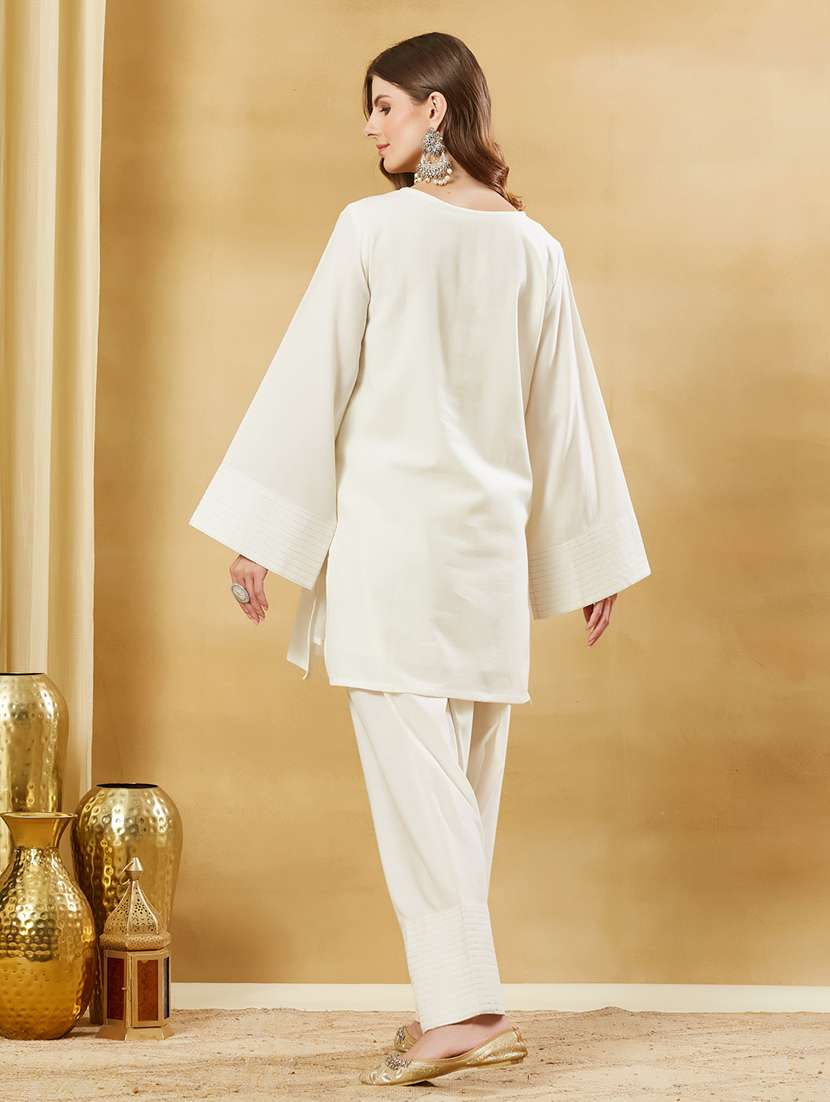 women solid long sleeves kurta salwar set  - 22521182 -  Standard Image - 4