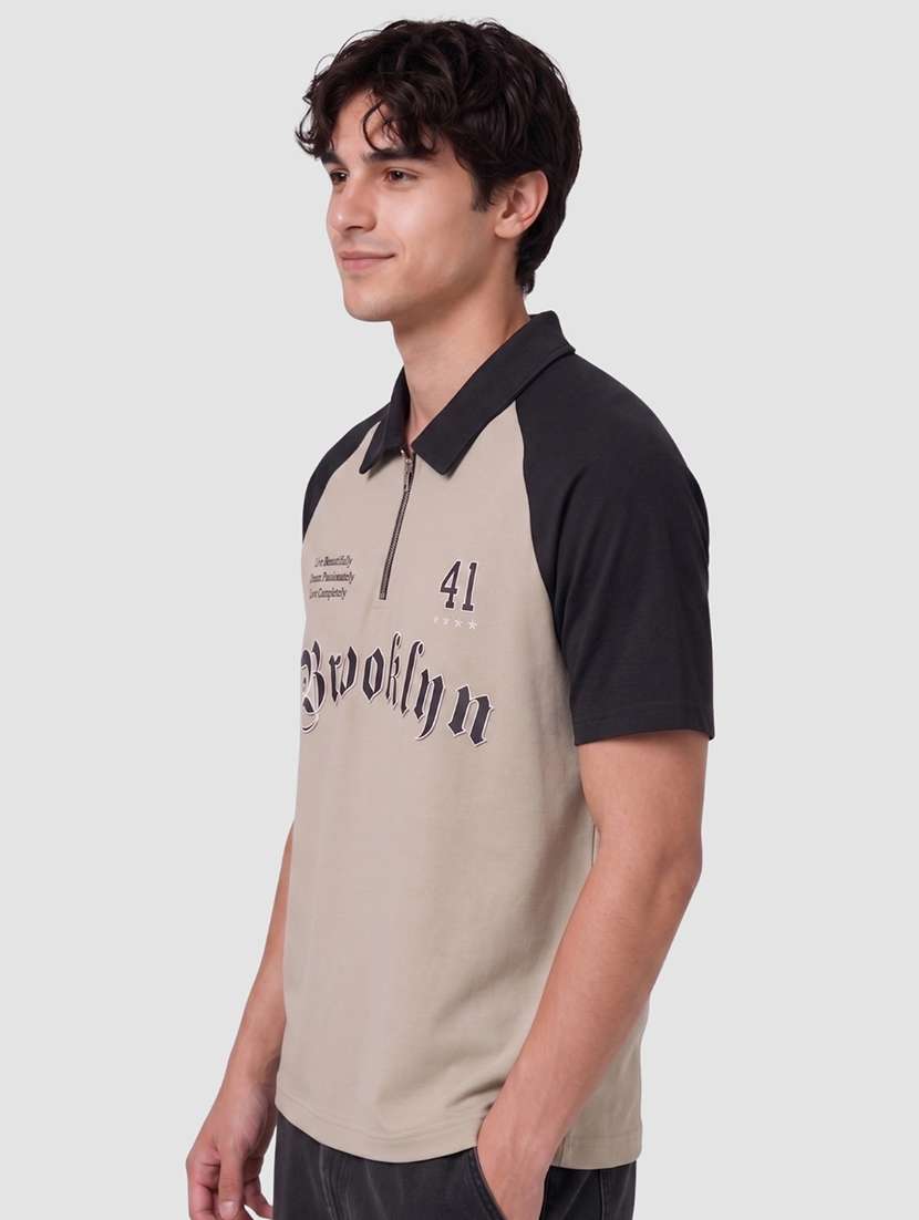 men color block raglan sleeve regular fit polo t-shirt - 22521279 -  Standard Image - 1