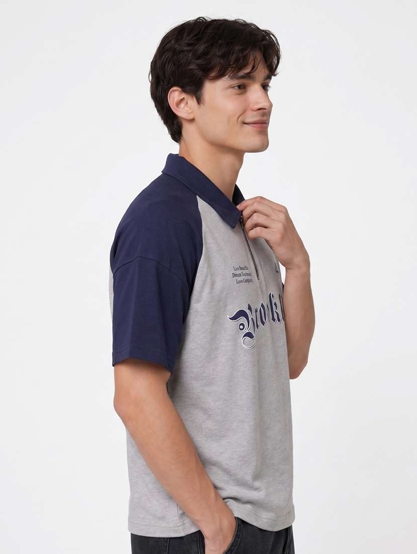 men color block raglan sleeve regular fit polo t-shirt - 22521280 -  Standard Image - 1