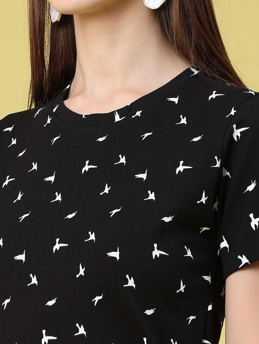 women printed round neck regular t-shirt - 22522282 -  Standard Image - 1