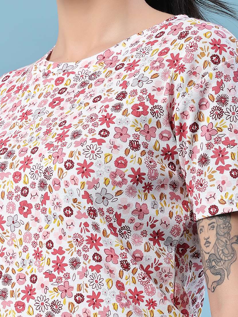 women printed round neck regular t-shirt - 22522292 -  Standard Image - 1