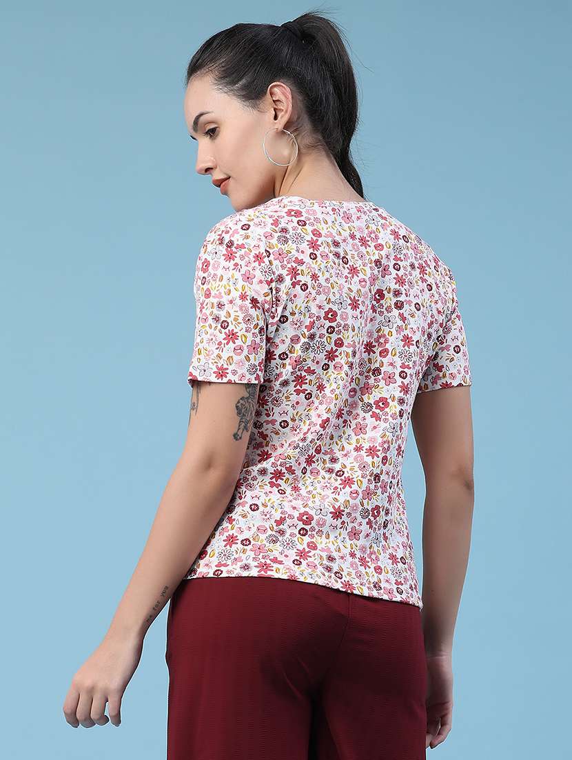 women printed round neck regular t-shirt - 22522292 -  Standard Image - 4
