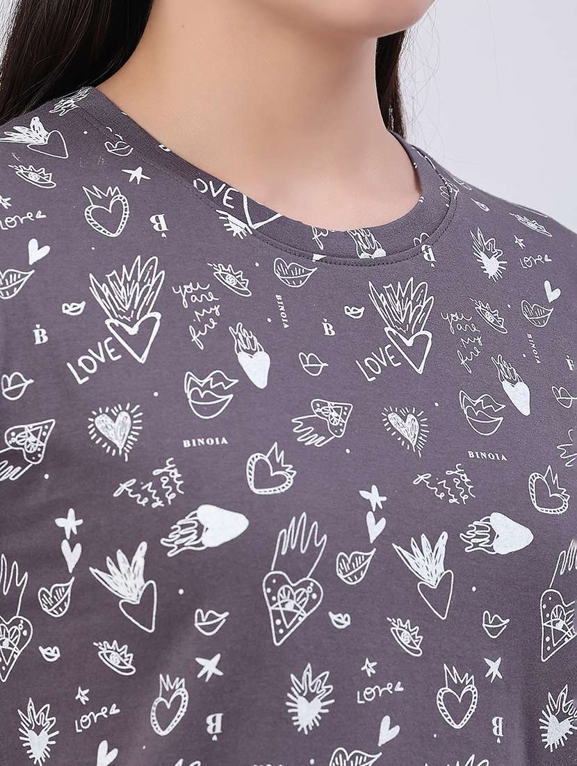 women printed round neck regular t-shirt - 22522427 -  Standard Image - 1