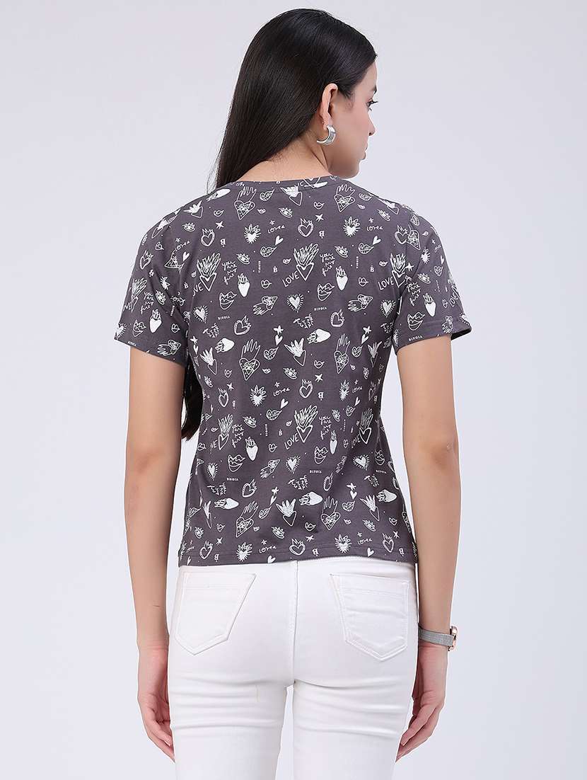 women printed round neck regular t-shirt - 22522427 -  Standard Image - 4