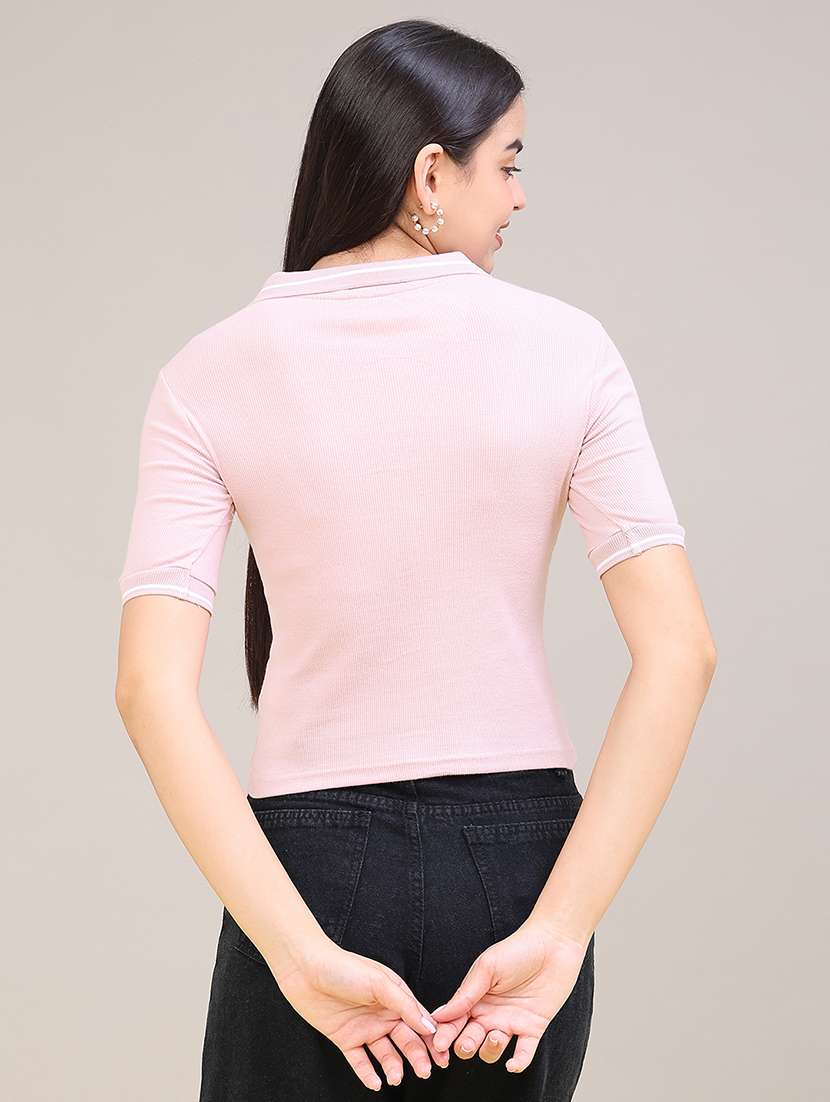 women solid short sleeves polo t-shirt - 22522471 -  Standard Image - 4