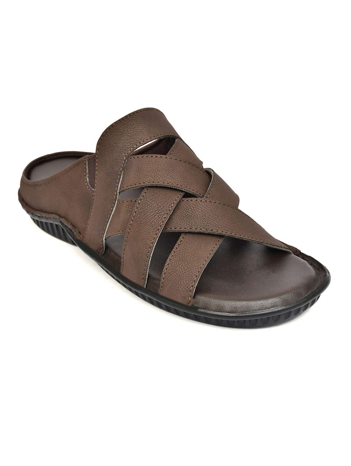 men brown slip on sandal - 22522581 -  Standard Image - 4