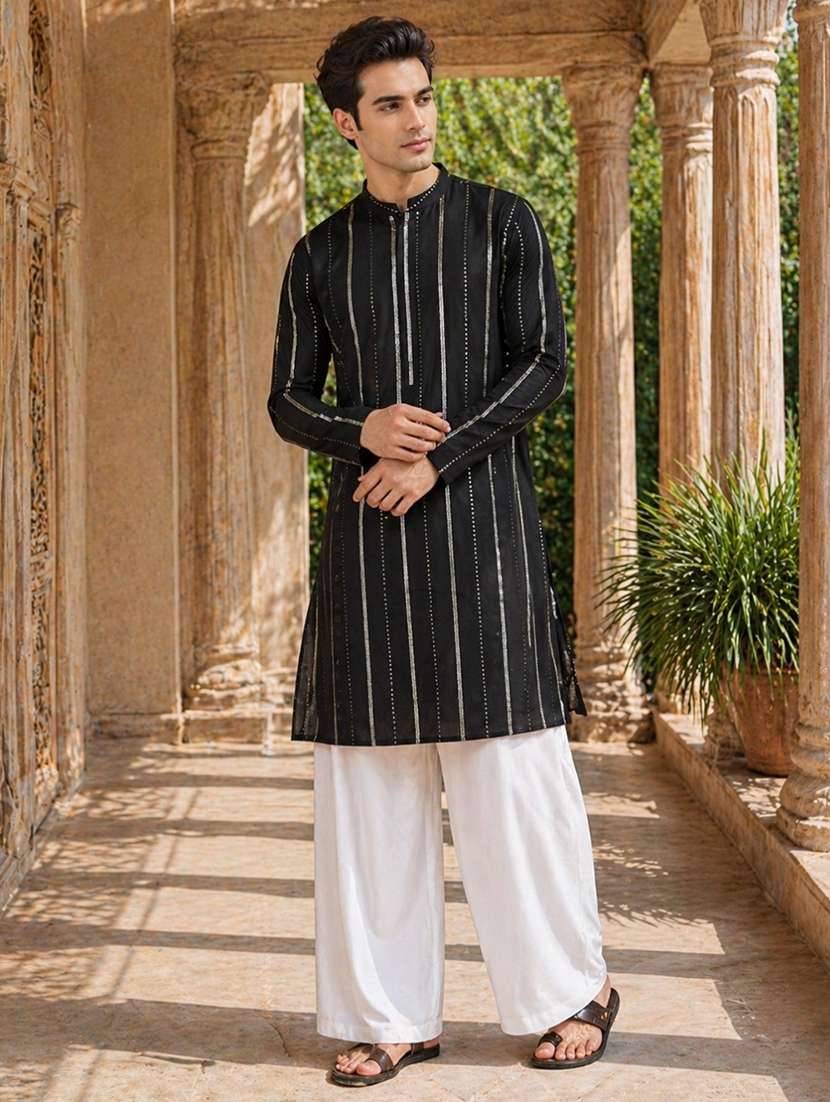 Men Embroidered Mandarin Neck Kurta Pyjama Set - 22522628 -  Standard Image - 1