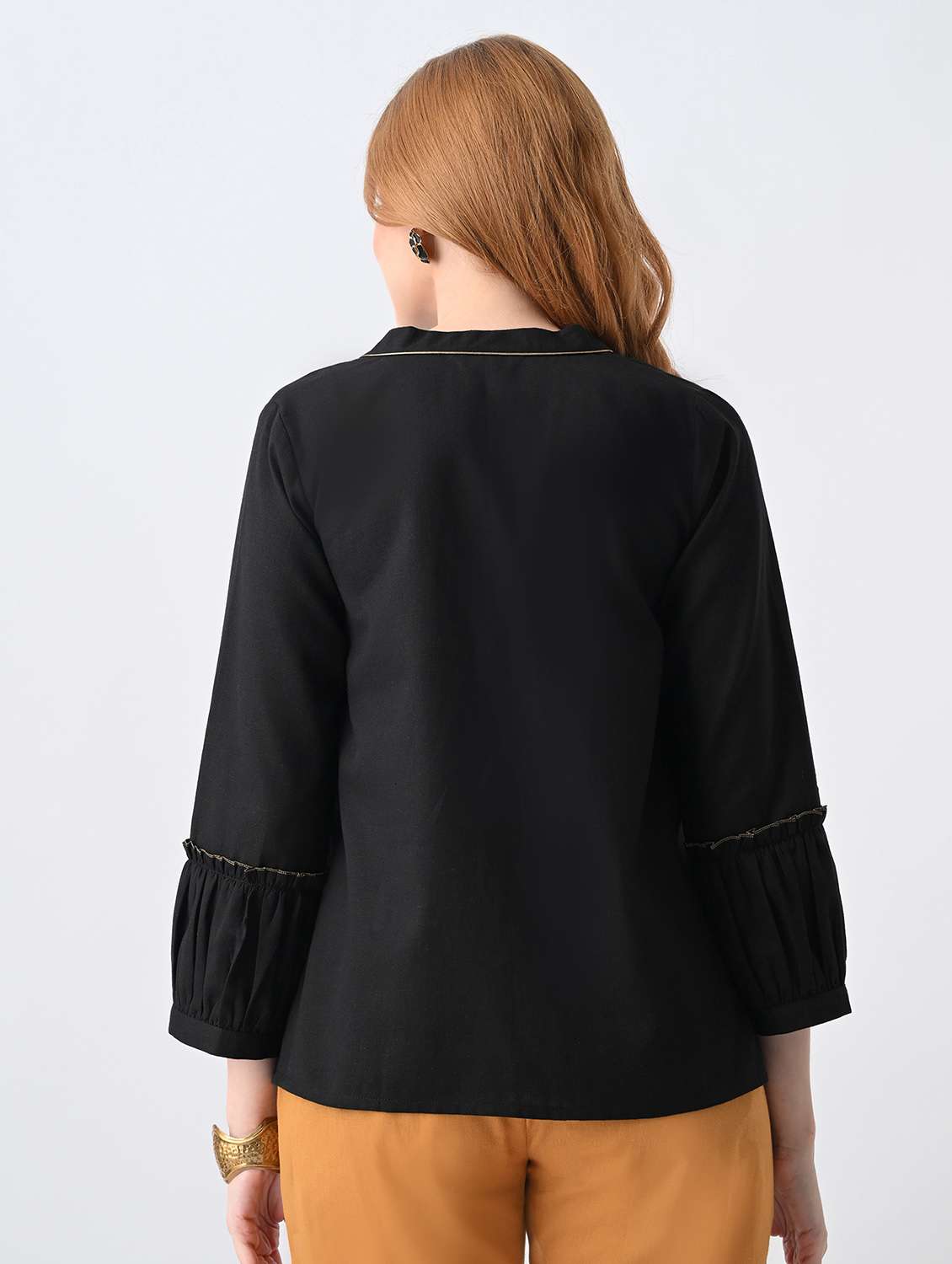 women embroidered mandarin neck regular top - 22522635 -  Standard Image - 4