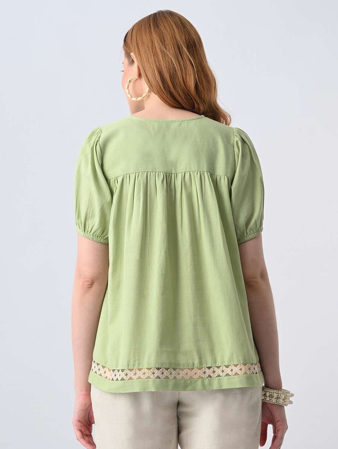 women solid round neck a-line top - 22522639 -  Standard Image - 4